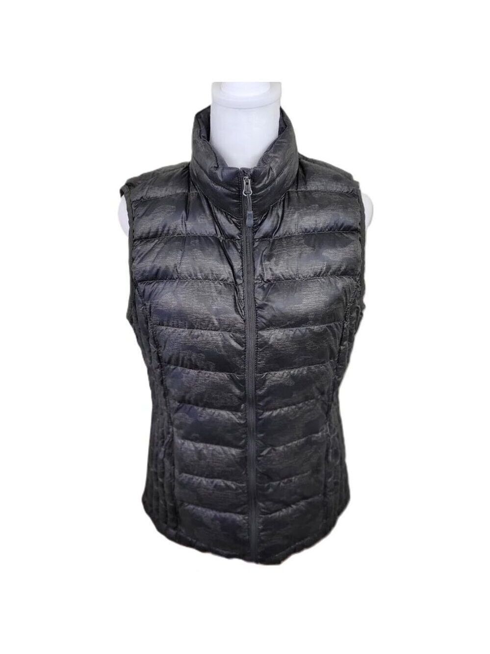 32 Degrees Heat Puffer Vest Dark Green Camo Pattern Packable Women's Size M